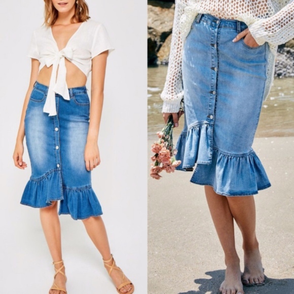Bellanblue Dresses & Skirts - LILO Denim Ruffle Skirt   